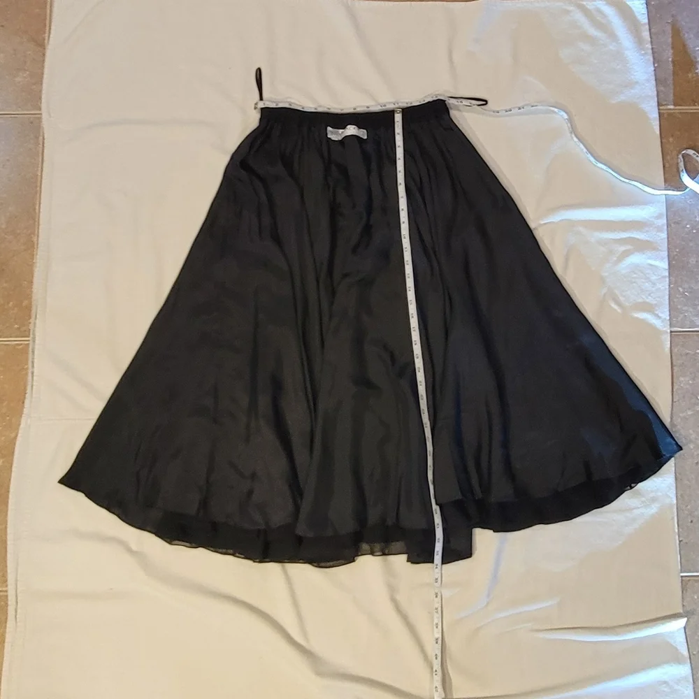 Oleg Cassini Black Tie Black Silk A-Line Maxi Skirt Size 12 - Picture 16 of 16